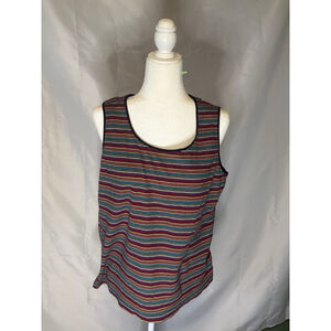 White Stag Women's Plus XXL 2XG 20 Tank Top Striped Multi Color Stretch Knit Tee